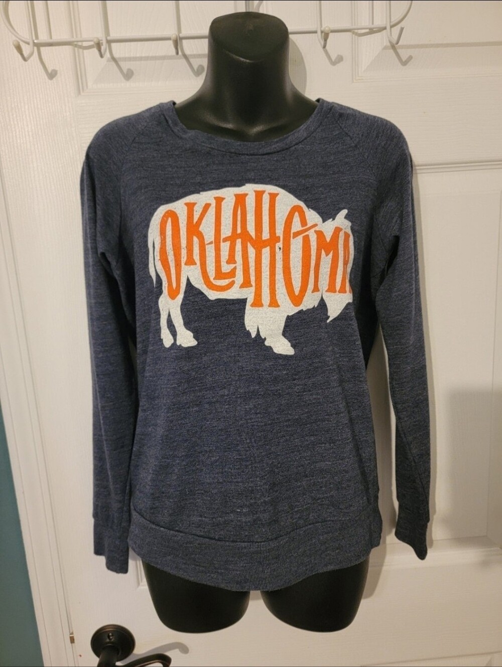 Oklahoma Buffalo Graphic Sweatshirt - Navy with Orange & White